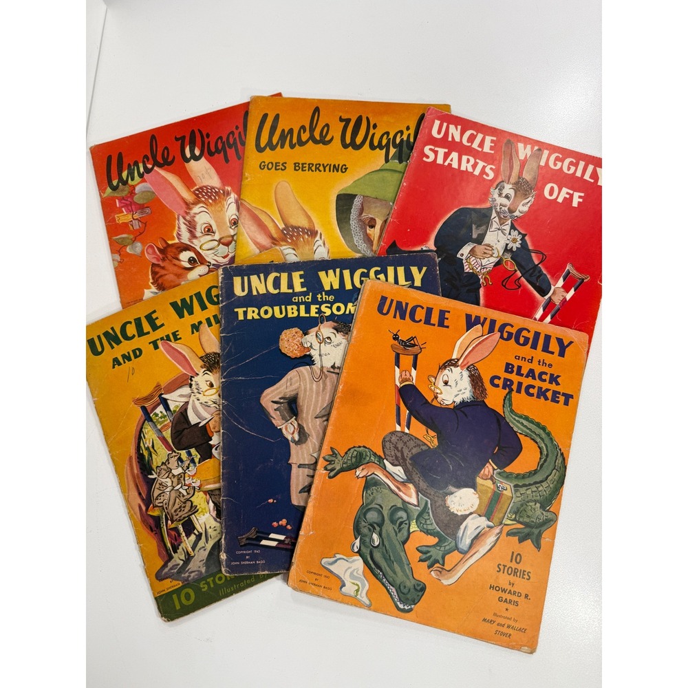 Vintage 1943 6 Uncle Wiggily Books Lot Howard R Garis Mary Perks Old Faithful
